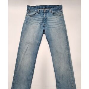 Levis 501 Jeans Mens 33x34 Blue Denim‎ Pant Button Fly Washed Out Fade